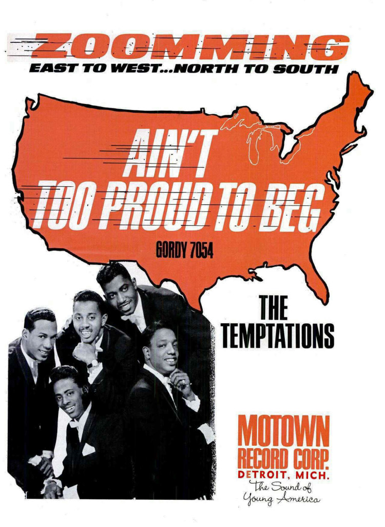 A MOTOWN RECORDS AD BILLBOARD PAGE RIP: “Ain't Too Proud To Beg,” The Temptations June 04, 1966
