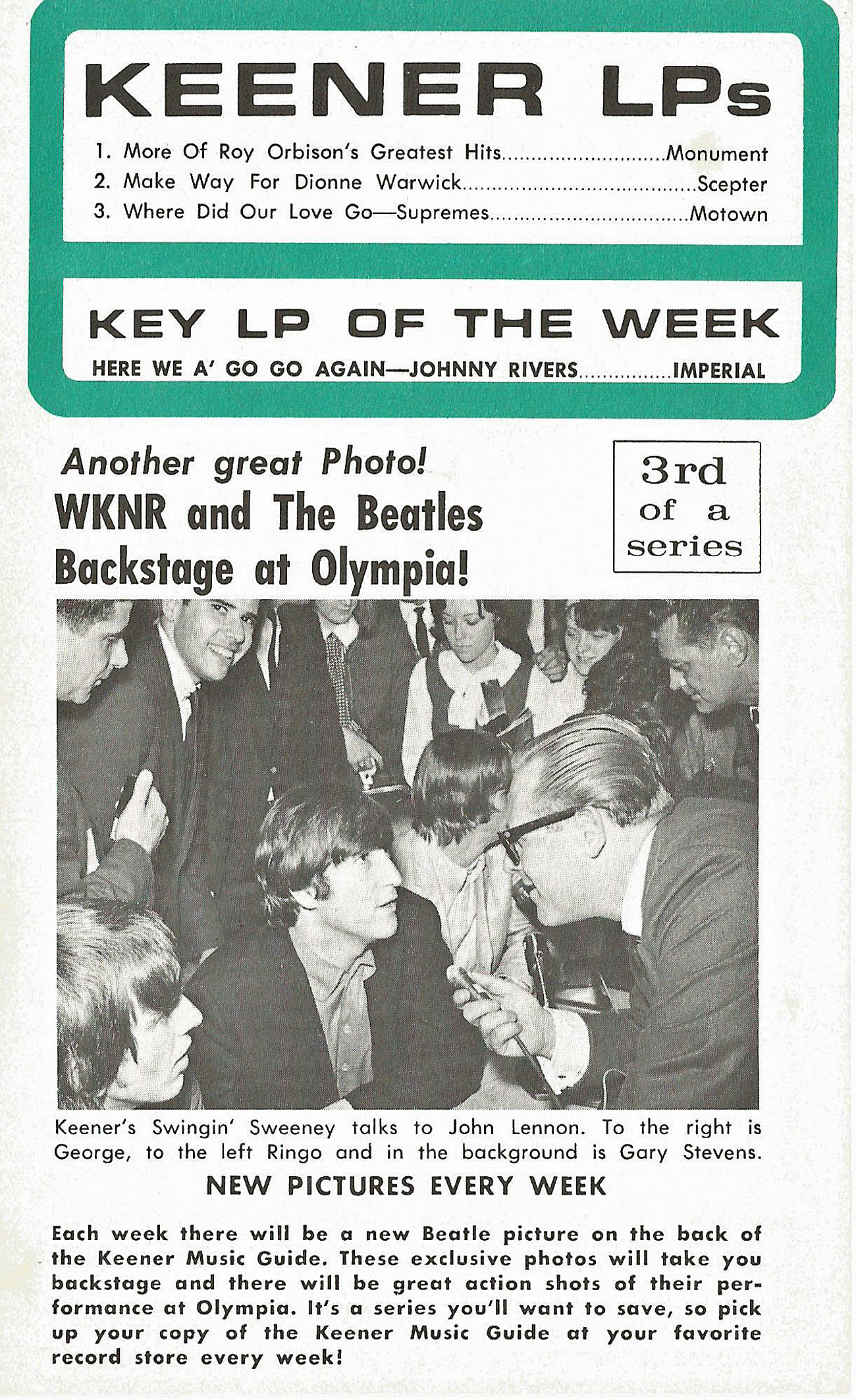 WKNR KEENER 13 MUSIC GUIDE (3 of 4) October 01, 1964